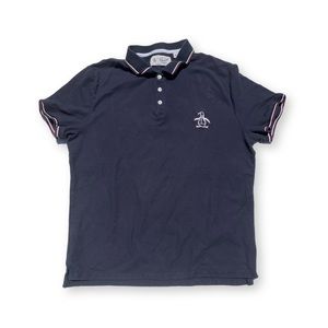 Vintage Penguin Polo Short Sleeve Shirt Size XL Navy Blue